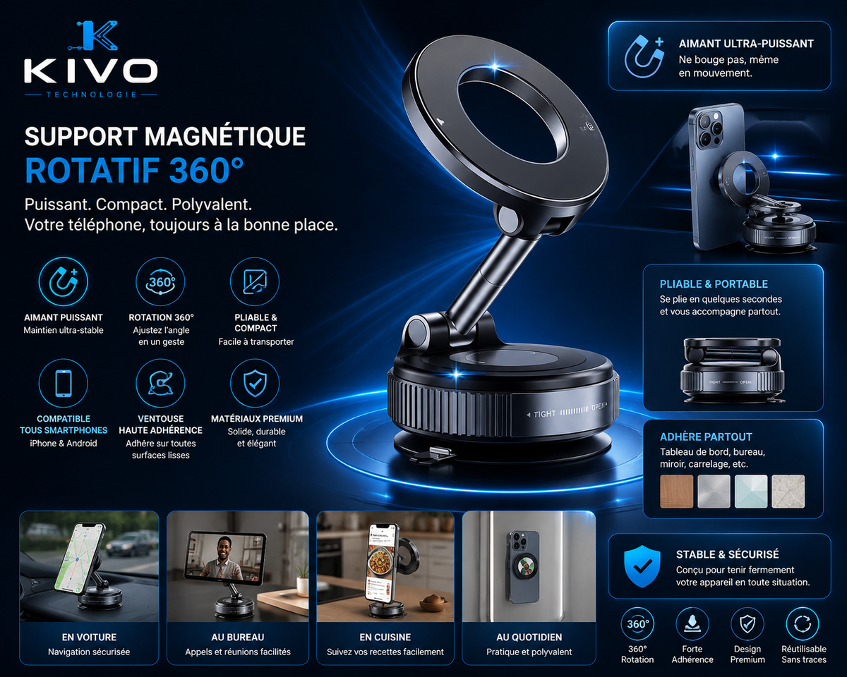 Support téléphone magnétique